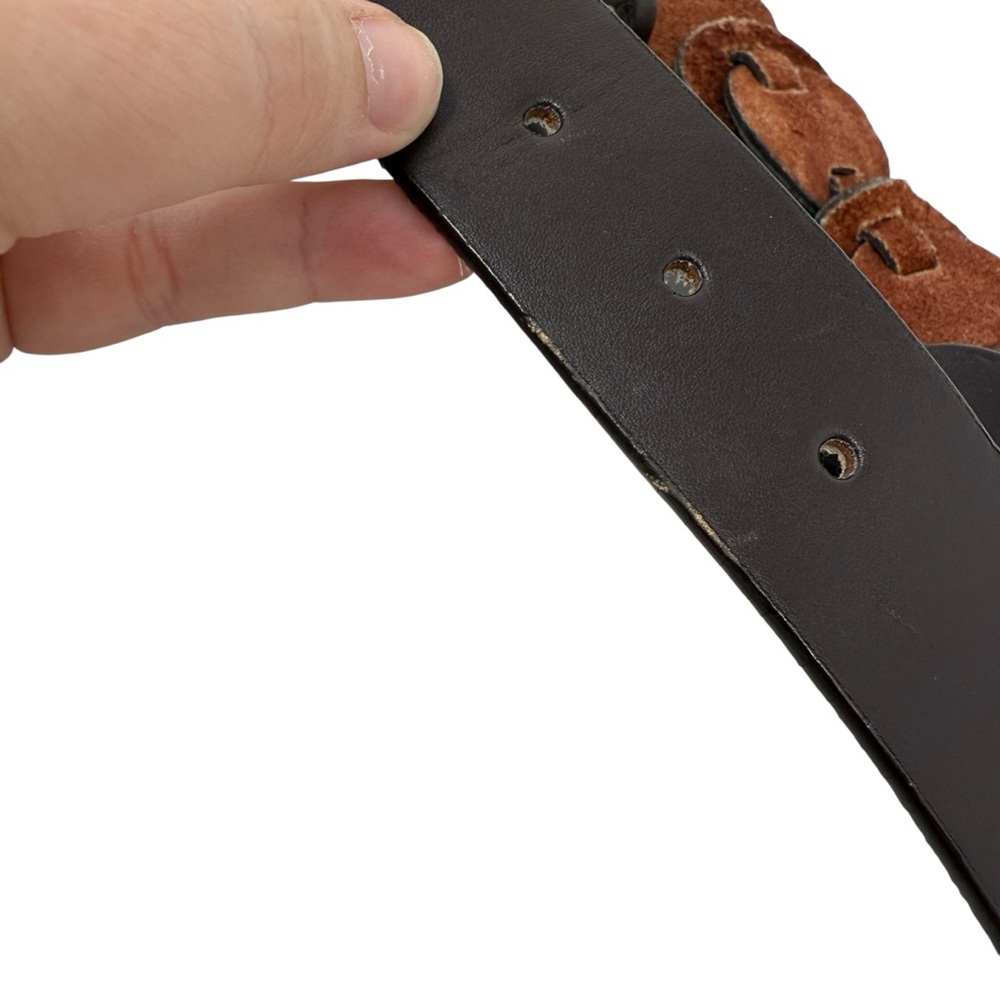 Brown Leather Concho Western Boho Hippie Festival Cowgirl Statement Belt M/L - Picture 5 of 9